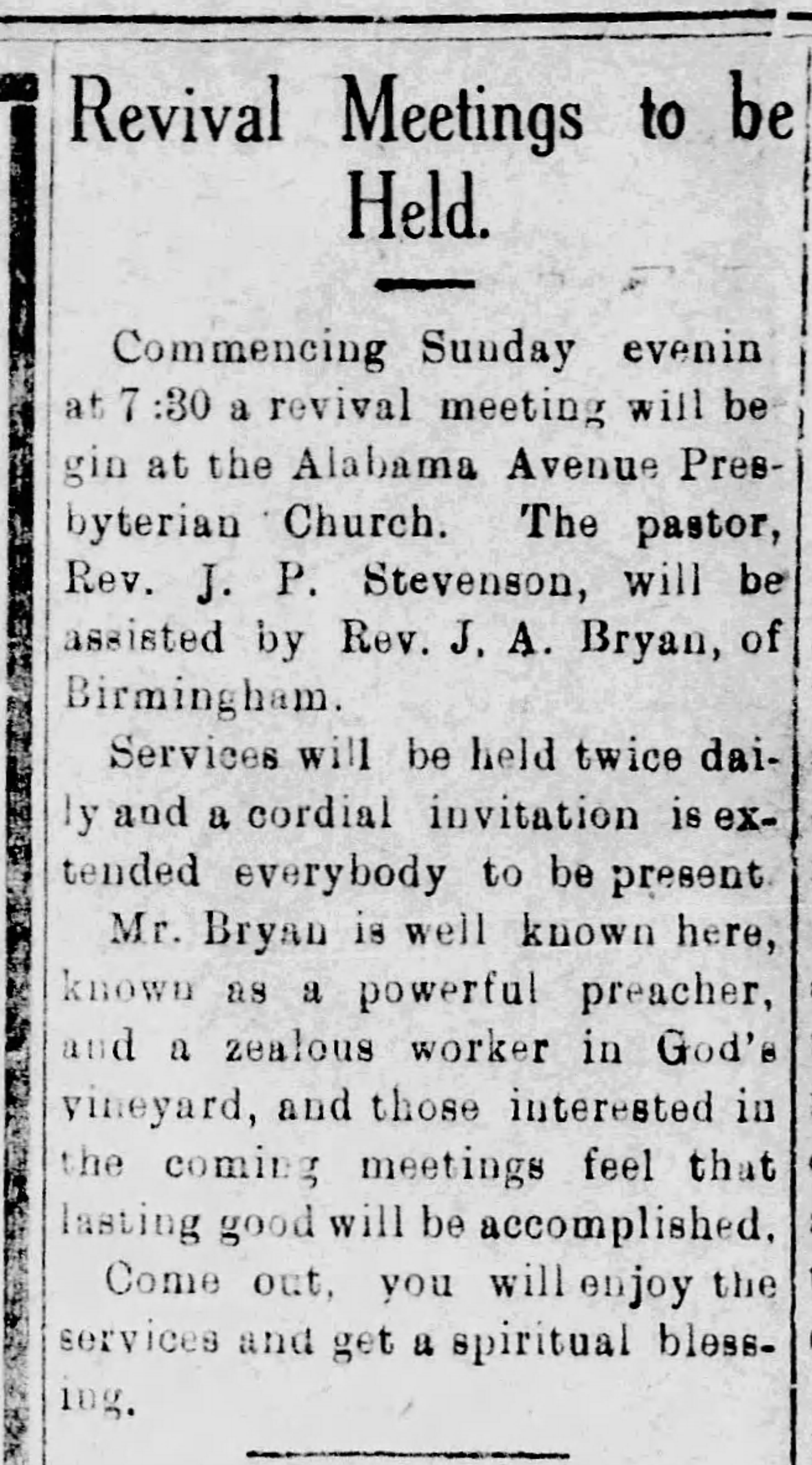 Revival Meetings To Be Held